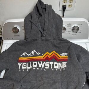 Gray Yellowstone Sweater with Retro National Park Design